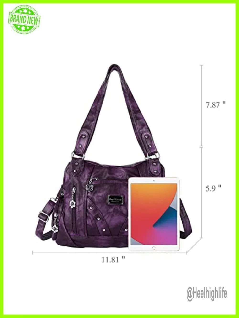 PU Leather Hobo Bag Crossbody Purse Large Shoulder Bag with Stud Design